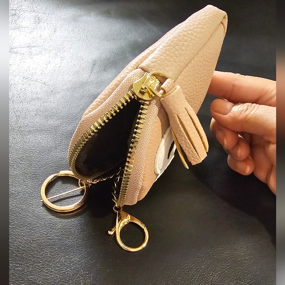 Cute Pink Taupe Ghost Coin Purse with Attached Key Holders NWOT - Picture 4 of 9